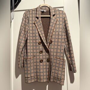 Women's Houndstooth Double-Breasted Sweater Jacket